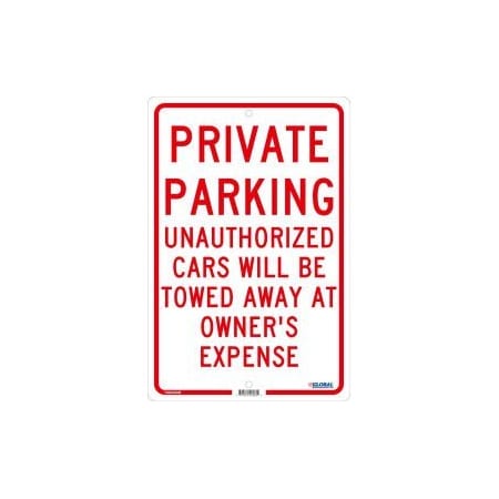 Nmc Private Parking Unauthorized Cars Will Be Towed. 18x12 .063 Aluminum GLOTM58H